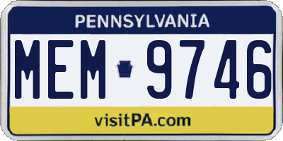PA license plate MEM9746
