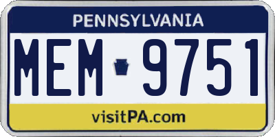 PA license plate MEM9751