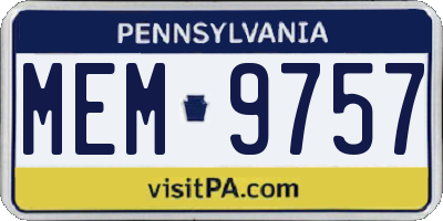PA license plate MEM9757