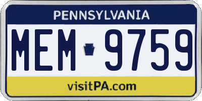 PA license plate MEM9759