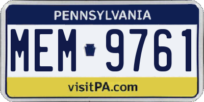 PA license plate MEM9761