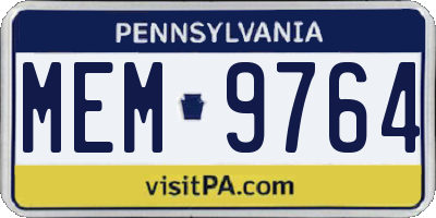 PA license plate MEM9764