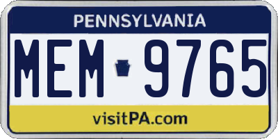 PA license plate MEM9765