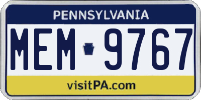PA license plate MEM9767