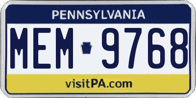 PA license plate MEM9768