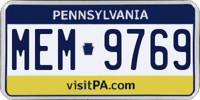 PA license plate MEM9769