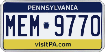 PA license plate MEM9770