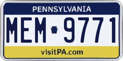 PA license plate MEM9771