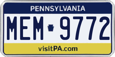 PA license plate MEM9772