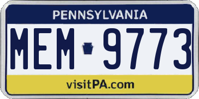 PA license plate MEM9773