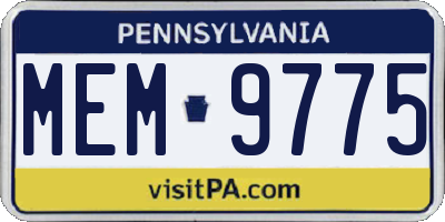 PA license plate MEM9775