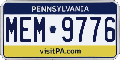 PA license plate MEM9776