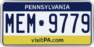 PA license plate MEM9779