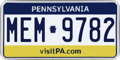 PA license plate MEM9782