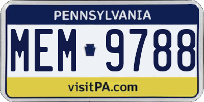 PA license plate MEM9788