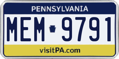 PA license plate MEM9791