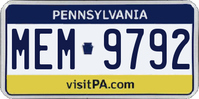 PA license plate MEM9792