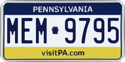 PA license plate MEM9795