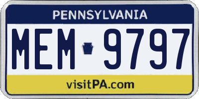 PA license plate MEM9797