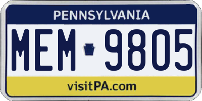 PA license plate MEM9805