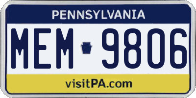 PA license plate MEM9806