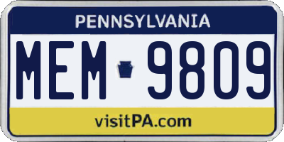 PA license plate MEM9809