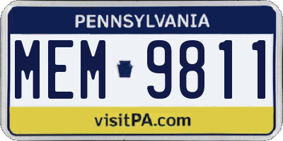 PA license plate MEM9811