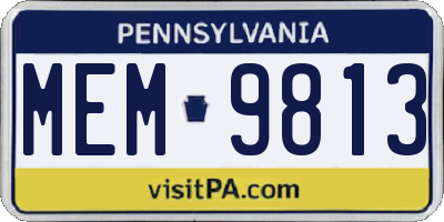 PA license plate MEM9813