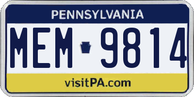 PA license plate MEM9814