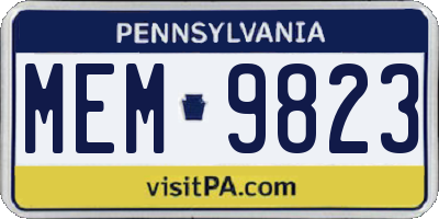 PA license plate MEM9823