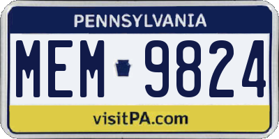PA license plate MEM9824
