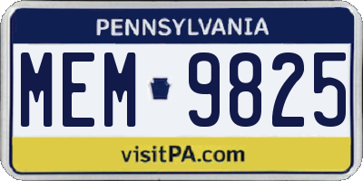 PA license plate MEM9825