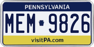 PA license plate MEM9826