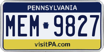 PA license plate MEM9827