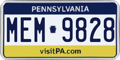 PA license plate MEM9828