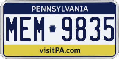 PA license plate MEM9835