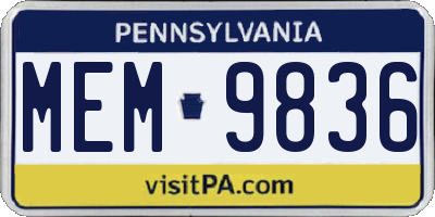 PA license plate MEM9836