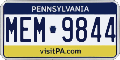 PA license plate MEM9844
