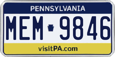 PA license plate MEM9846