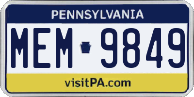 PA license plate MEM9849