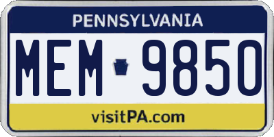 PA license plate MEM9850