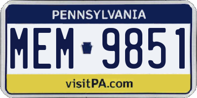PA license plate MEM9851