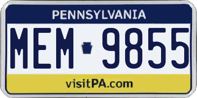 PA license plate MEM9855