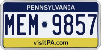PA license plate MEM9857
