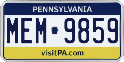 PA license plate MEM9859