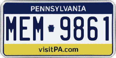 PA license plate MEM9861