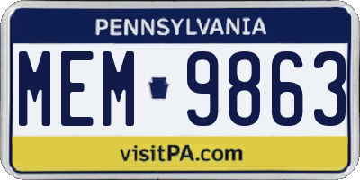 PA license plate MEM9863