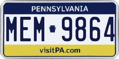 PA license plate MEM9864