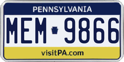 PA license plate MEM9866