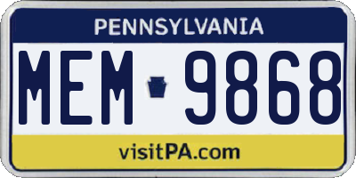 PA license plate MEM9868